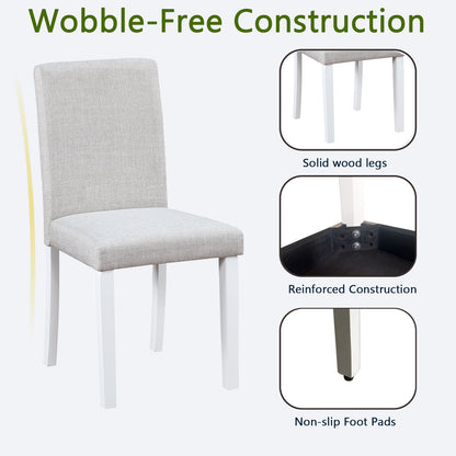 White Gray Rubber Wood Dining Chairs - 4 Piece Set for Dining Room