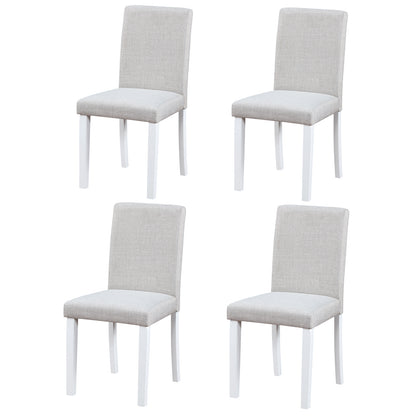 Dining Chairs Only, Dining Chairs set for 4, Kitchen Chair with Padded Seat, Side Chair for Dining Room, White & Gray