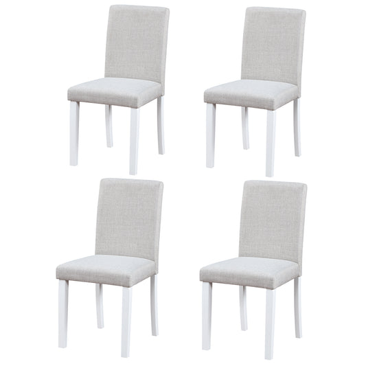 Dining Chairs Only, Dining Chairs set for 4, Kitchen Chair with Padded Seat, Side Chair for Dining Room, White & Gray
