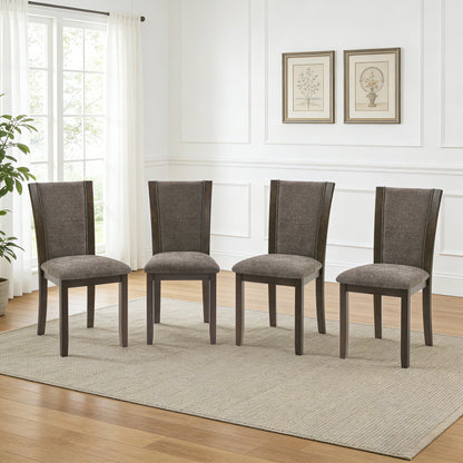 Dining Chairs Only, Wooden Dining Chairs Set of 4, Kitchen Chair with Padded Seat, Upholstered Side Chair for Dining Room, Living Room, Kitchen, Dark walnut
