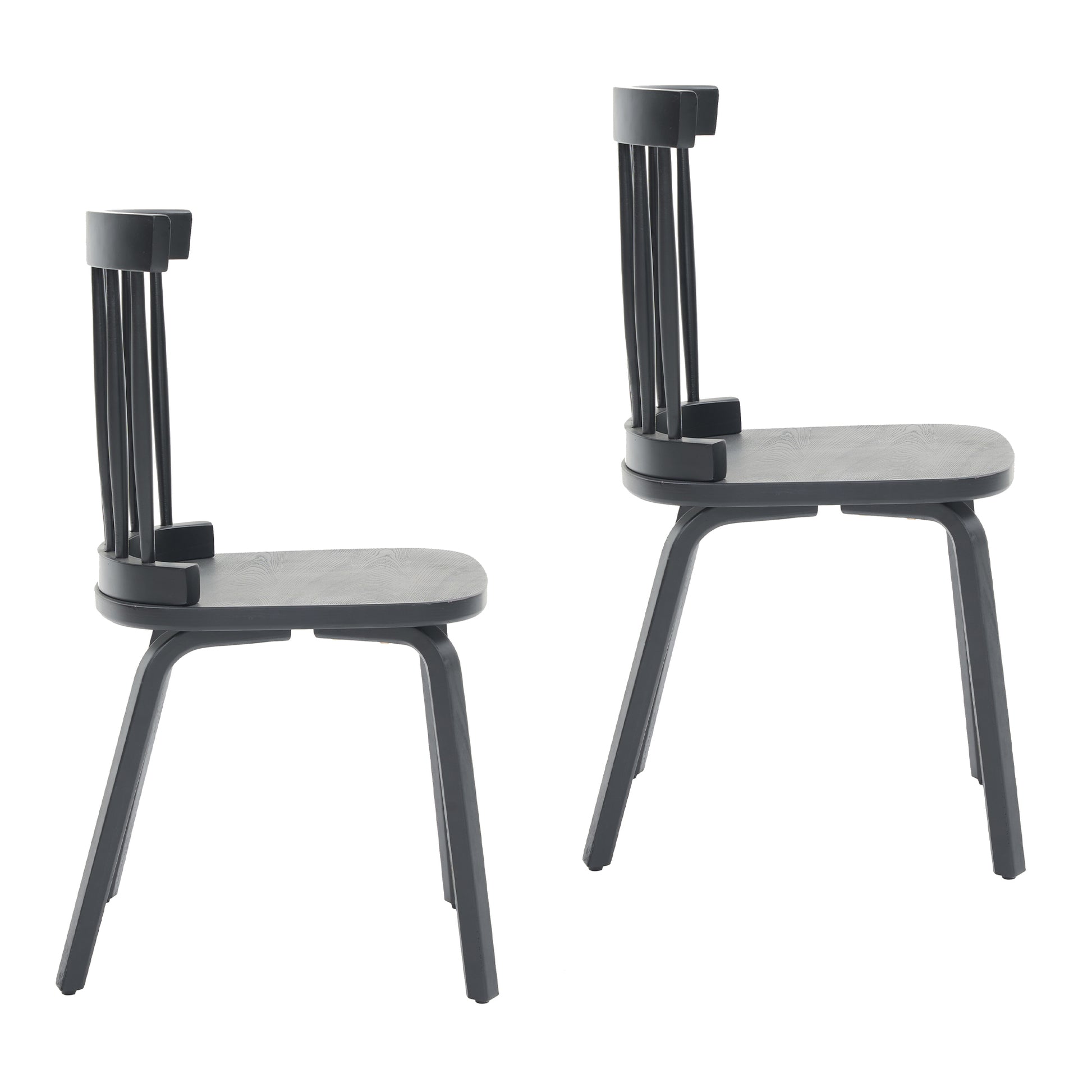 Black Wood Dining Chairs Set of 4 - Windsor Style