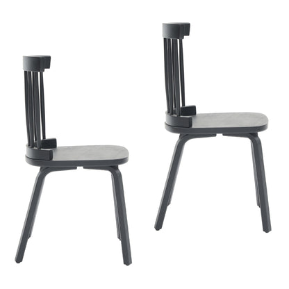 Black Wood Dining Chairs Set of 4 - Windsor Style