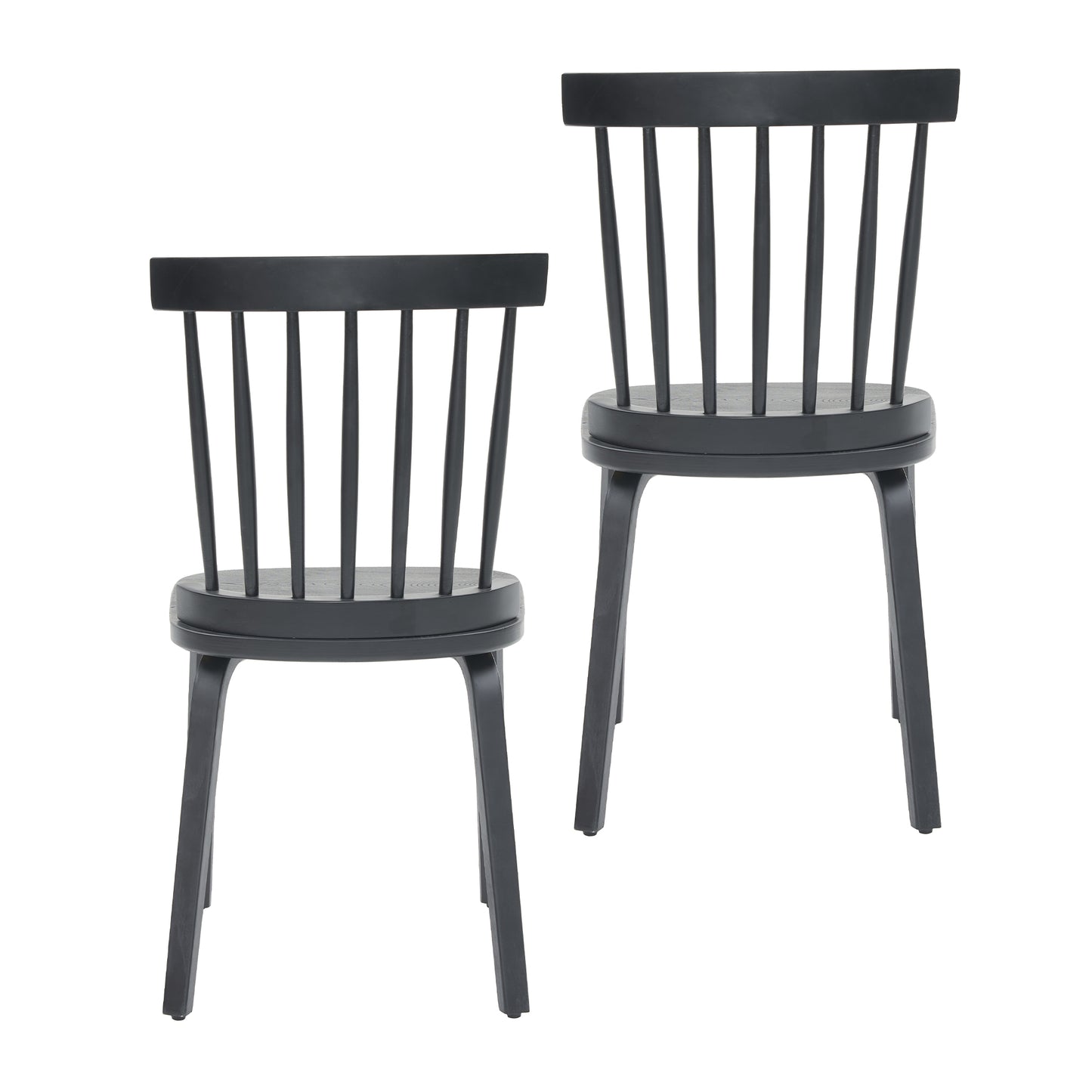 Black Wood Dining Chairs Set of 4 - Windsor Style