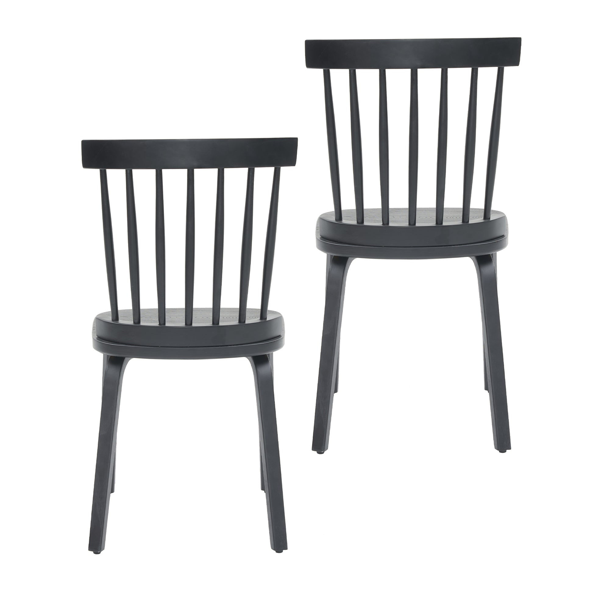 Black Wood Dining Chairs Set of 4 - Windsor Style