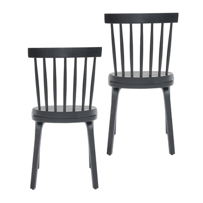 Black Wood Dining Chairs Set of 4 - Windsor Style