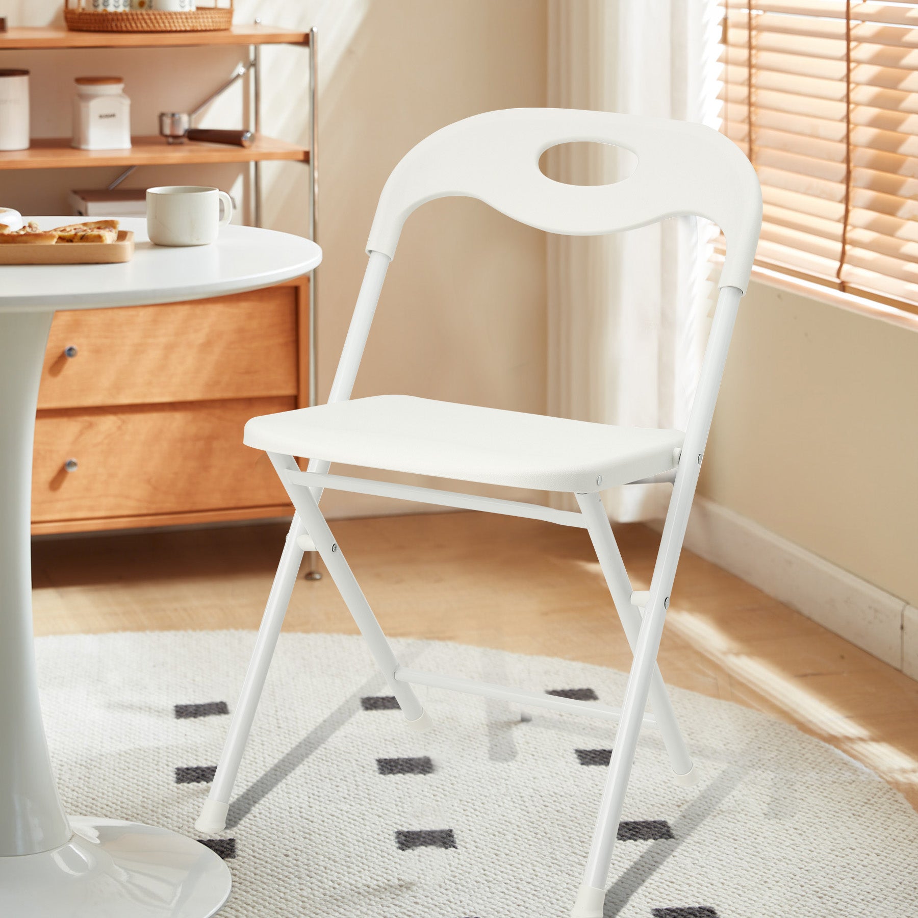 White Steel Folding Chairs for Dining Room - 800lb Capacity