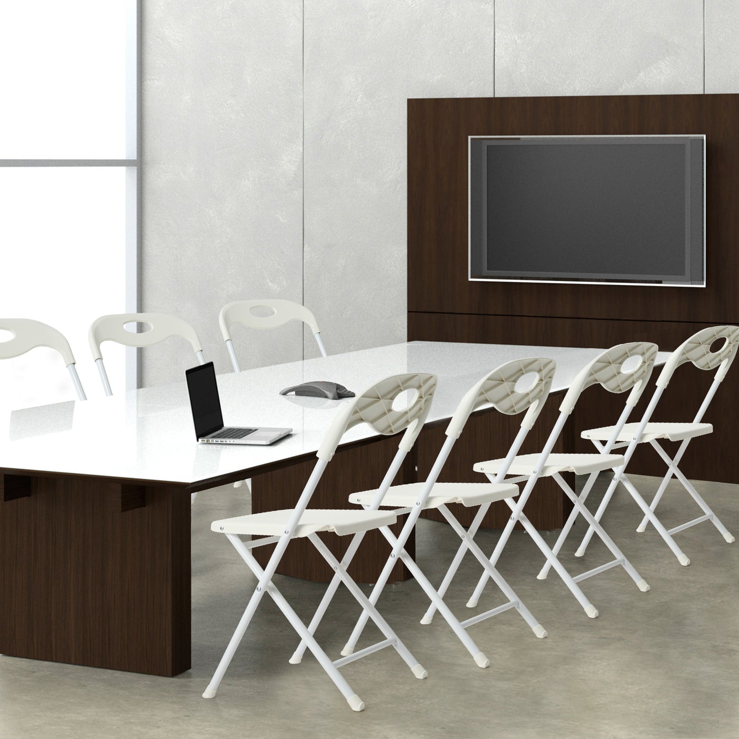 White Steel Folding Chairs for Dining Room - 800lb Capacity