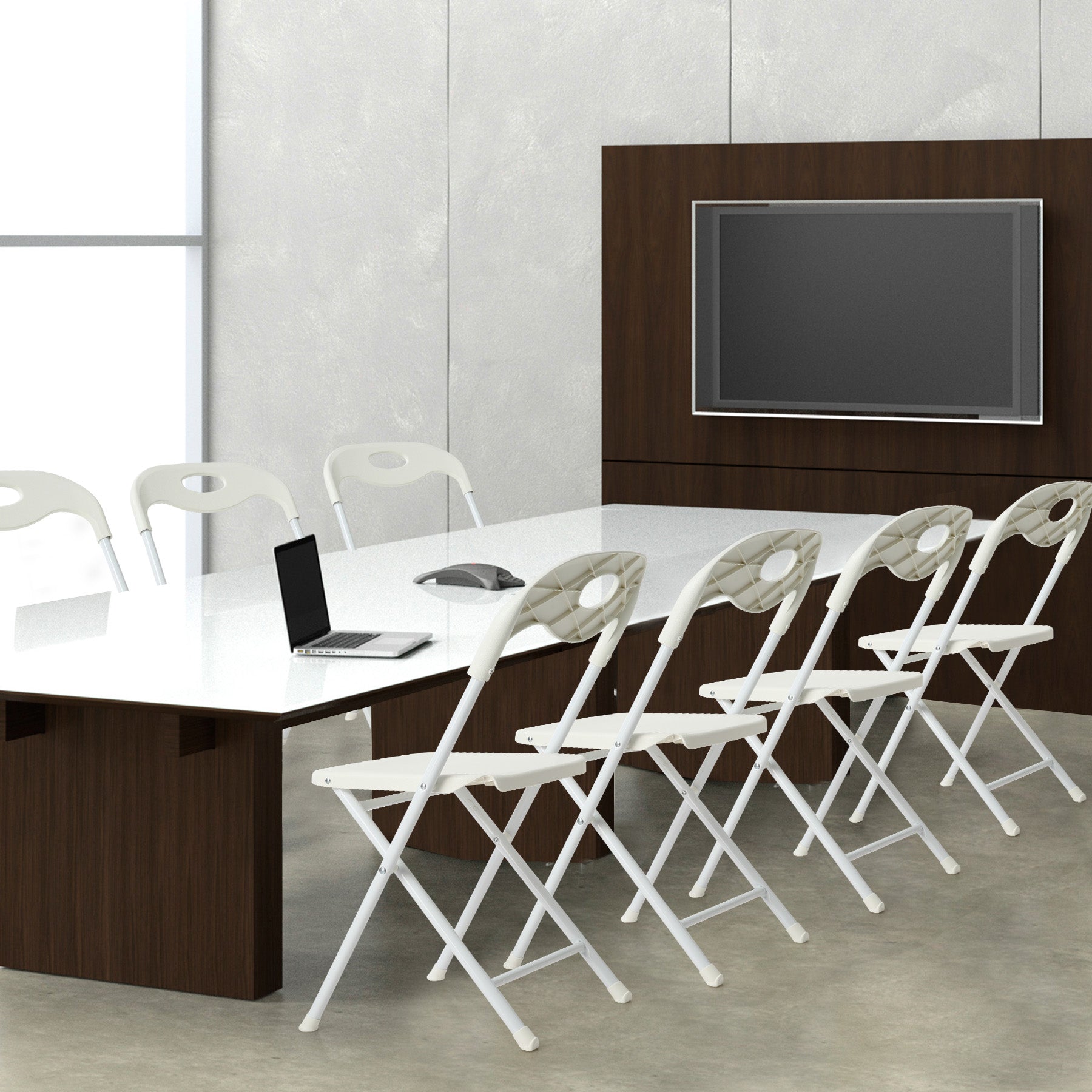 White Steel Folding Chairs for Dining Room - 800lb Capacity