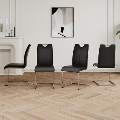 Black Silver Dining Chairs Set of 4 - Metal Frame