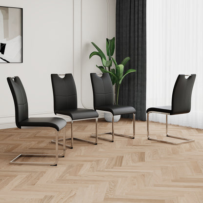 Black Silver Dining Chairs Set of 4 - Metal Frame
