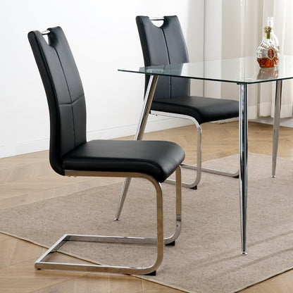 Black Silver Dining Chairs Set of 4 - Metal Frame