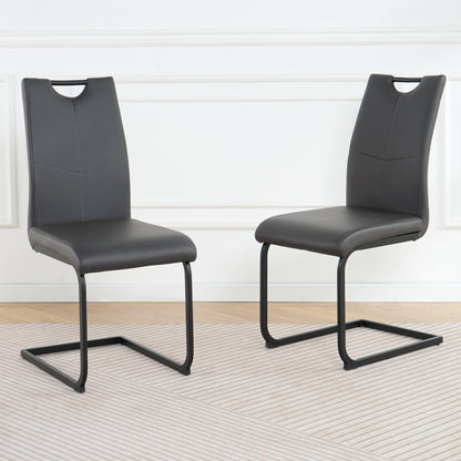 Charcoal Grey PU Dining Chairs with Metal Legs for Modern Kitchen