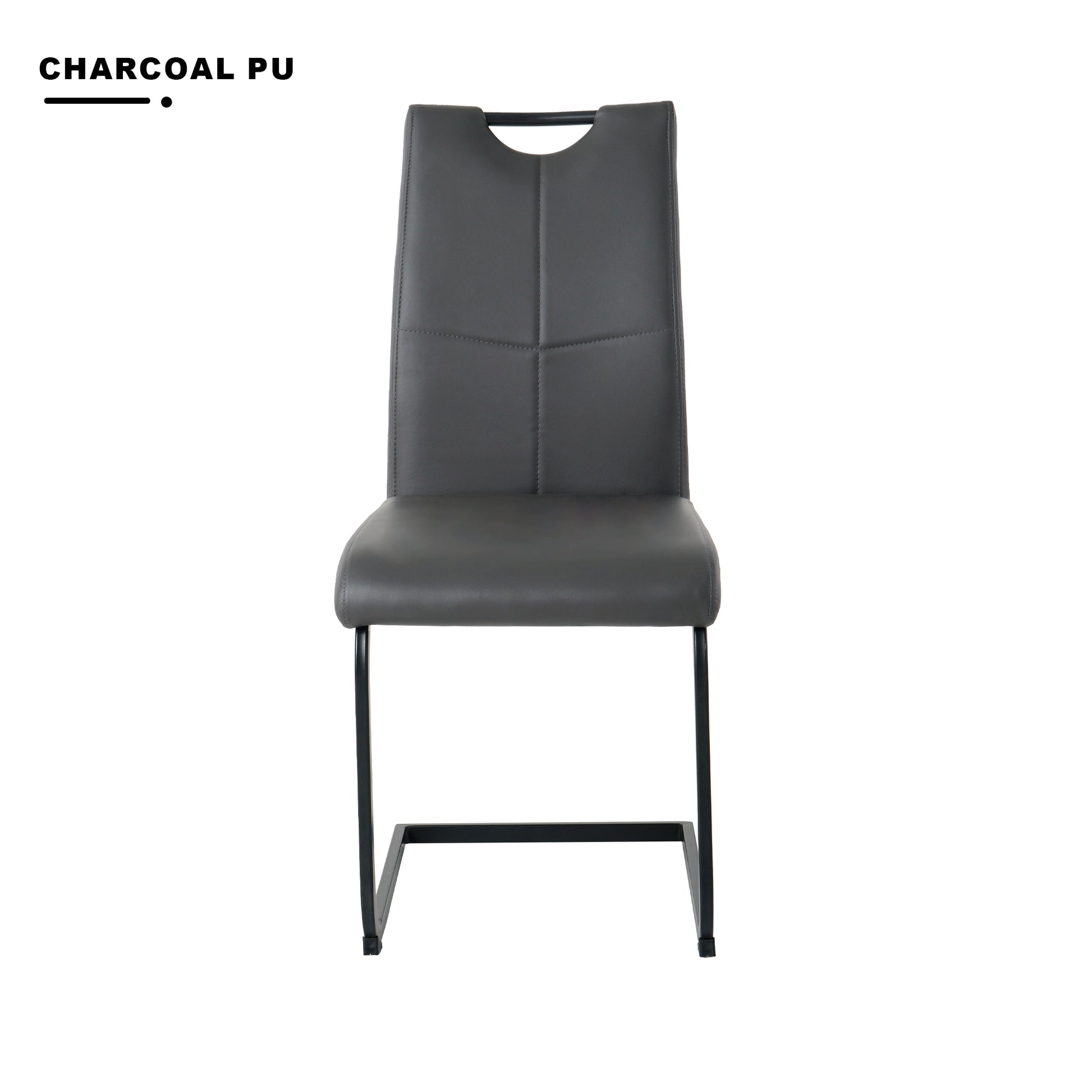 Charcoal Grey PU Dining Chairs with Metal Legs for Modern Kitchen