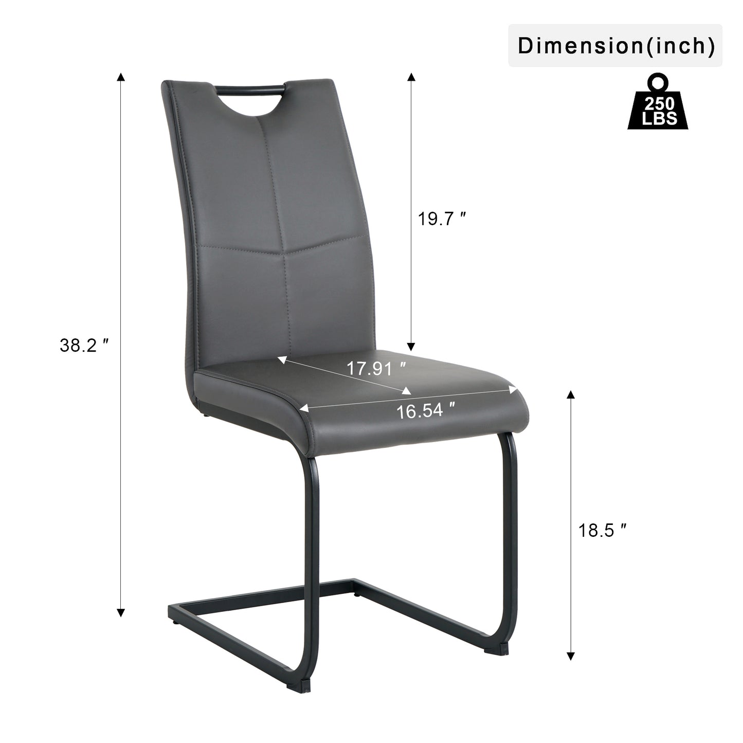 Charcoal Grey PU Dining Chairs with Metal Legs for Modern Kitchen