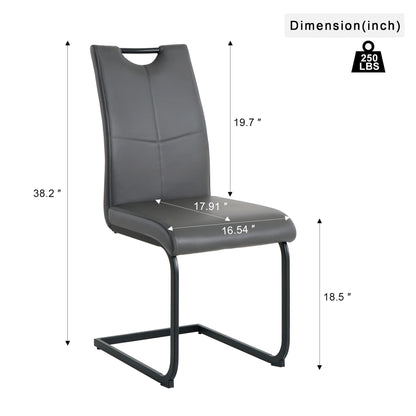 Charcoal Grey PU Dining Chairs with Metal Legs for Modern Kitchen