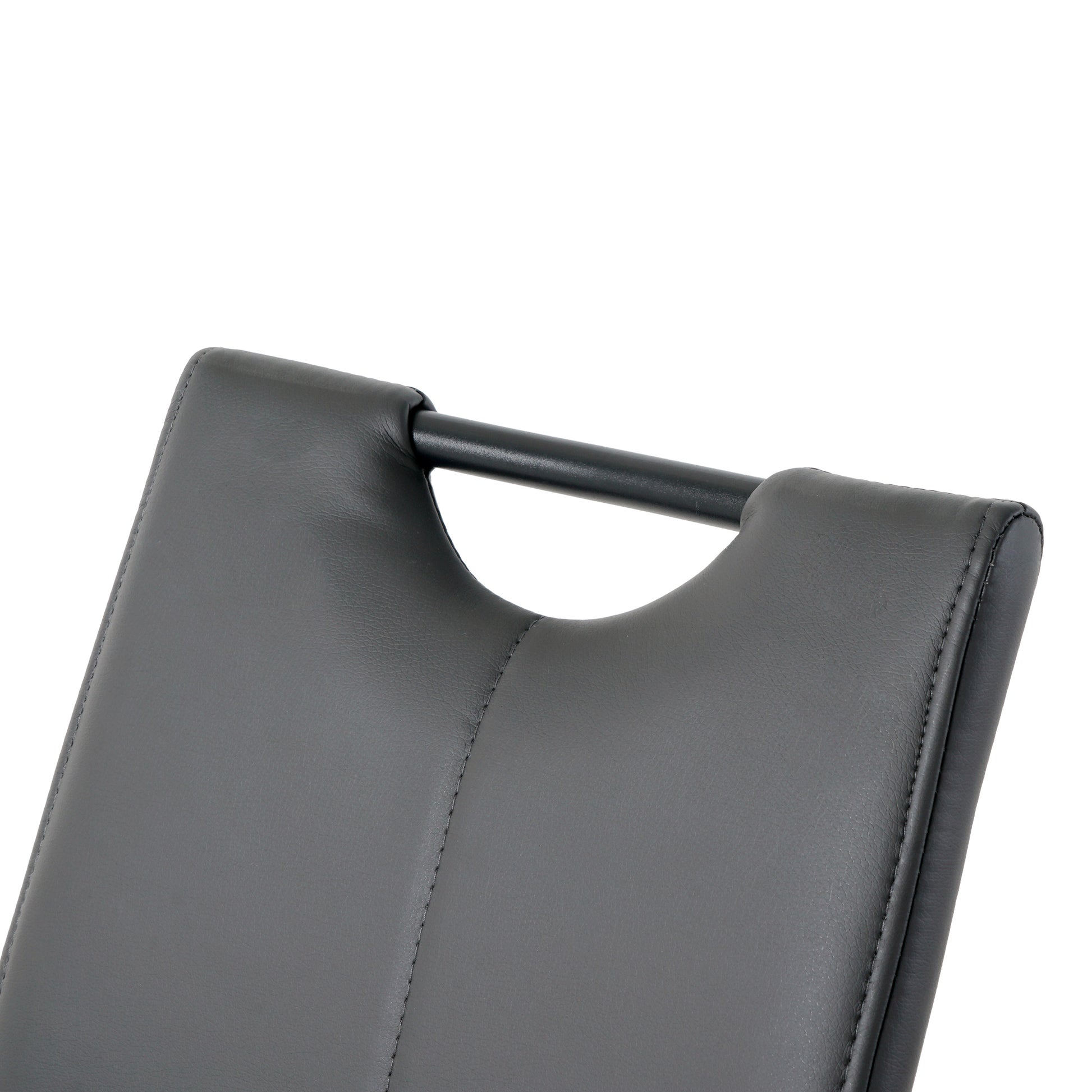 Charcoal Grey PU Dining Chairs with Metal Legs for Modern Kitchen
