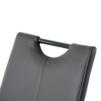 Charcoal Grey PU Dining Chairs with Metal Legs for Modern Kitchen