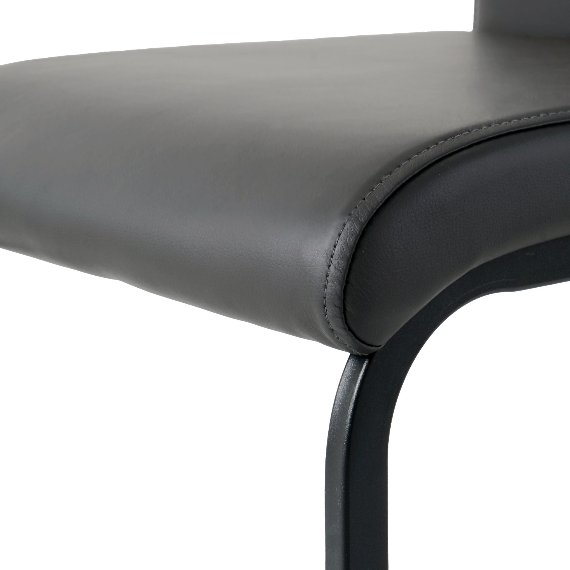Charcoal Grey PU Dining Chairs with Metal Legs for Modern Kitchen