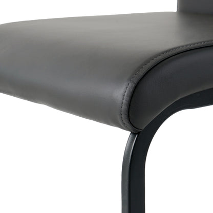 Charcoal Grey PU Dining Chairs with Metal Legs for Modern Kitchen