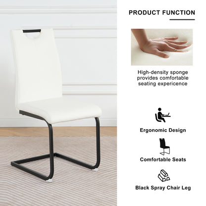 White PU Dining Chairs Set of 2 - Modern Kitchen Seating for Dining Room