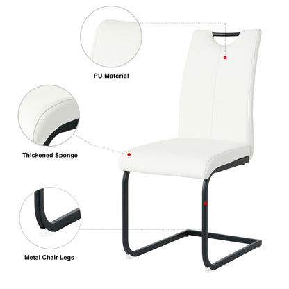 White PU Dining Chairs Set of 2 - Modern Kitchen Seating for Dining Room