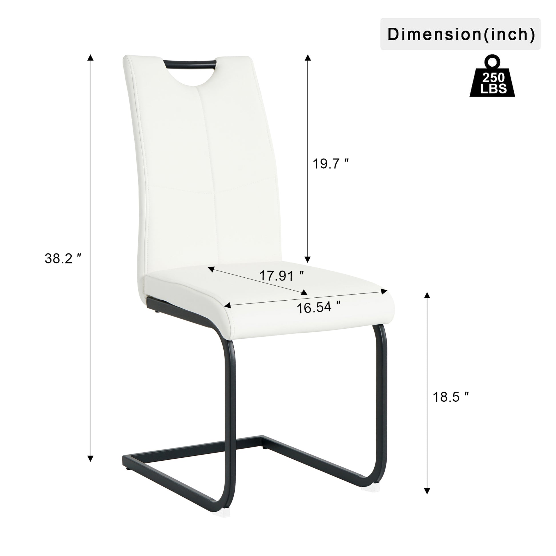 White PU Dining Chairs Set of 2 - Modern Kitchen Seating for Dining Room