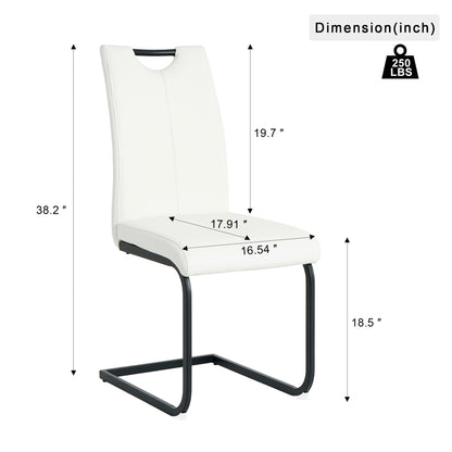 White PU Dining Chairs Set of 2 - Modern Kitchen Seating for Dining Room