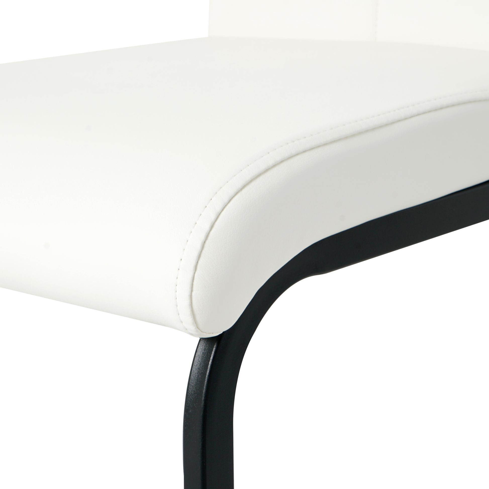 White PU Dining Chairs Set of 2 - Modern Kitchen Seating for Dining Room