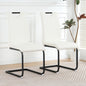 Modern  White PU dining chair living room chair upholstered chair, black metal chair leg design, kitchen, living room, bedroom, dining room side chair (Set of 2)