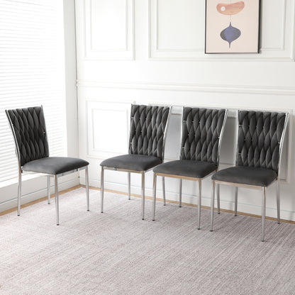 Dark Gray Velvet Dining Chairs Set of 4 for Kitchen Room Seating