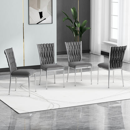 Dark Gray Velvet Dining Chairs Set of 4 for Kitchen Room Seating