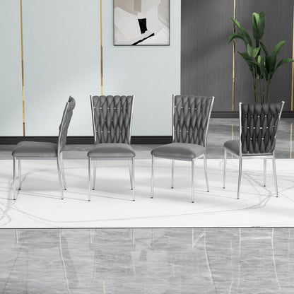 Dark Gray Velvet Dining Chairs Set of 4 for Kitchen Room Seating