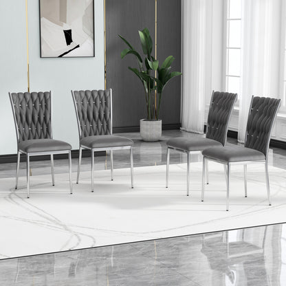Dark Gray Velvet Dining Chairs Set of 4 for Kitchen Room Seating