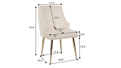 Beige Velvet Dining Chairs Set of 2 - Modern Accent Style for Dining Room