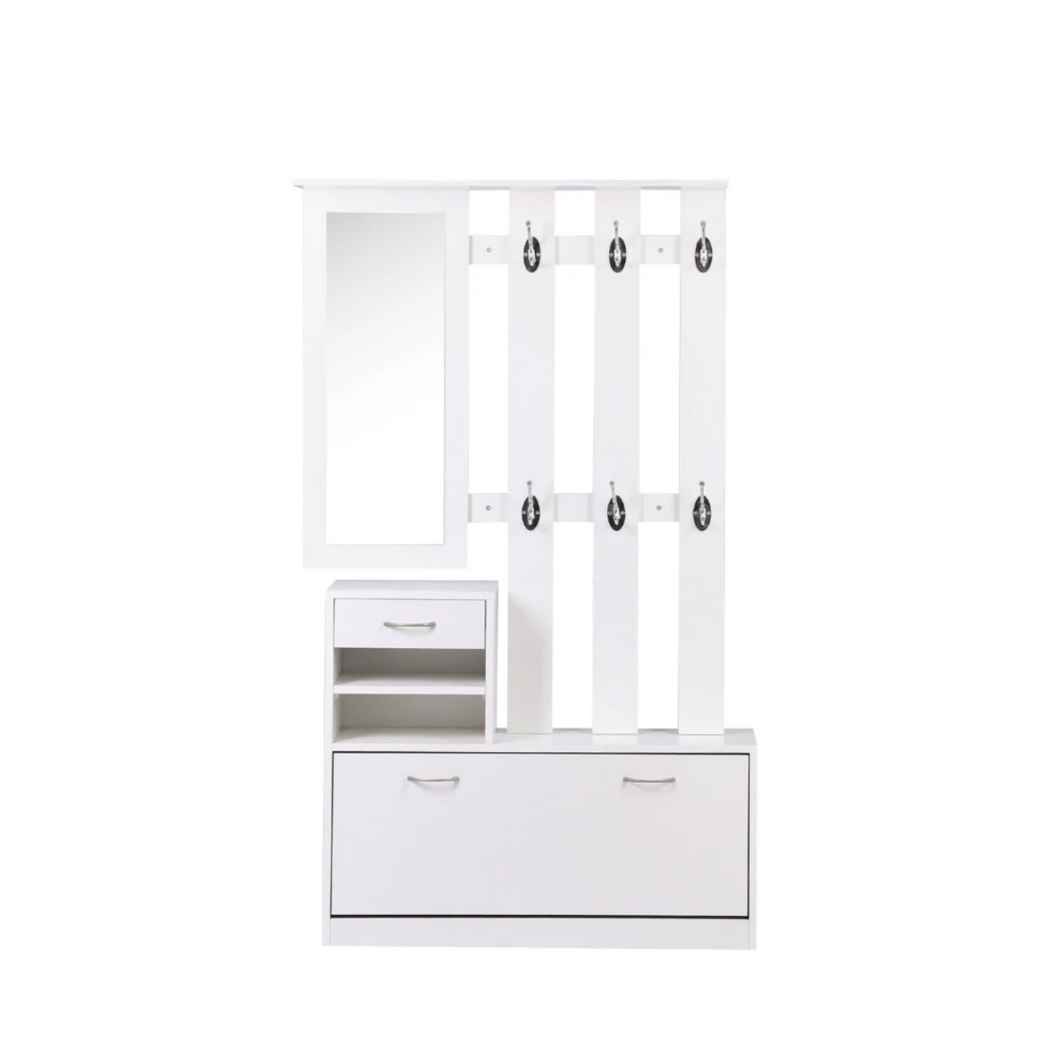 Modern Melamine Entryway Cabinet with Mirror Storage for Coats for Living Room