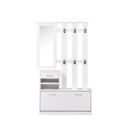 Modern Melamine Entryway Cabinet with Mirror Storage for Coats for Living Room