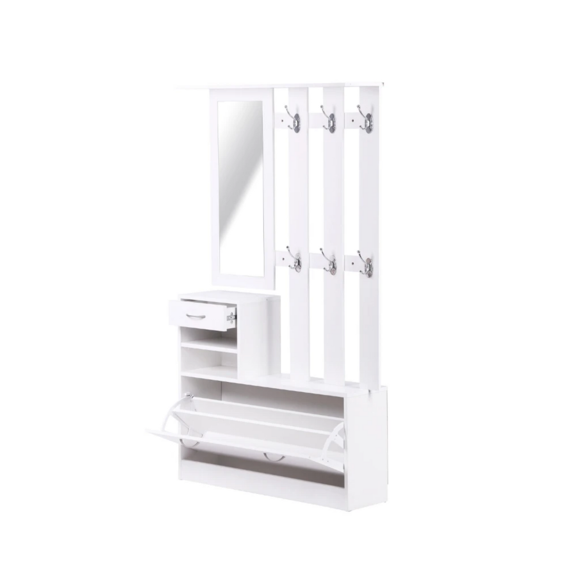 Modern Melamine Entryway Cabinet with Mirror Storage for Coats for Living Room
