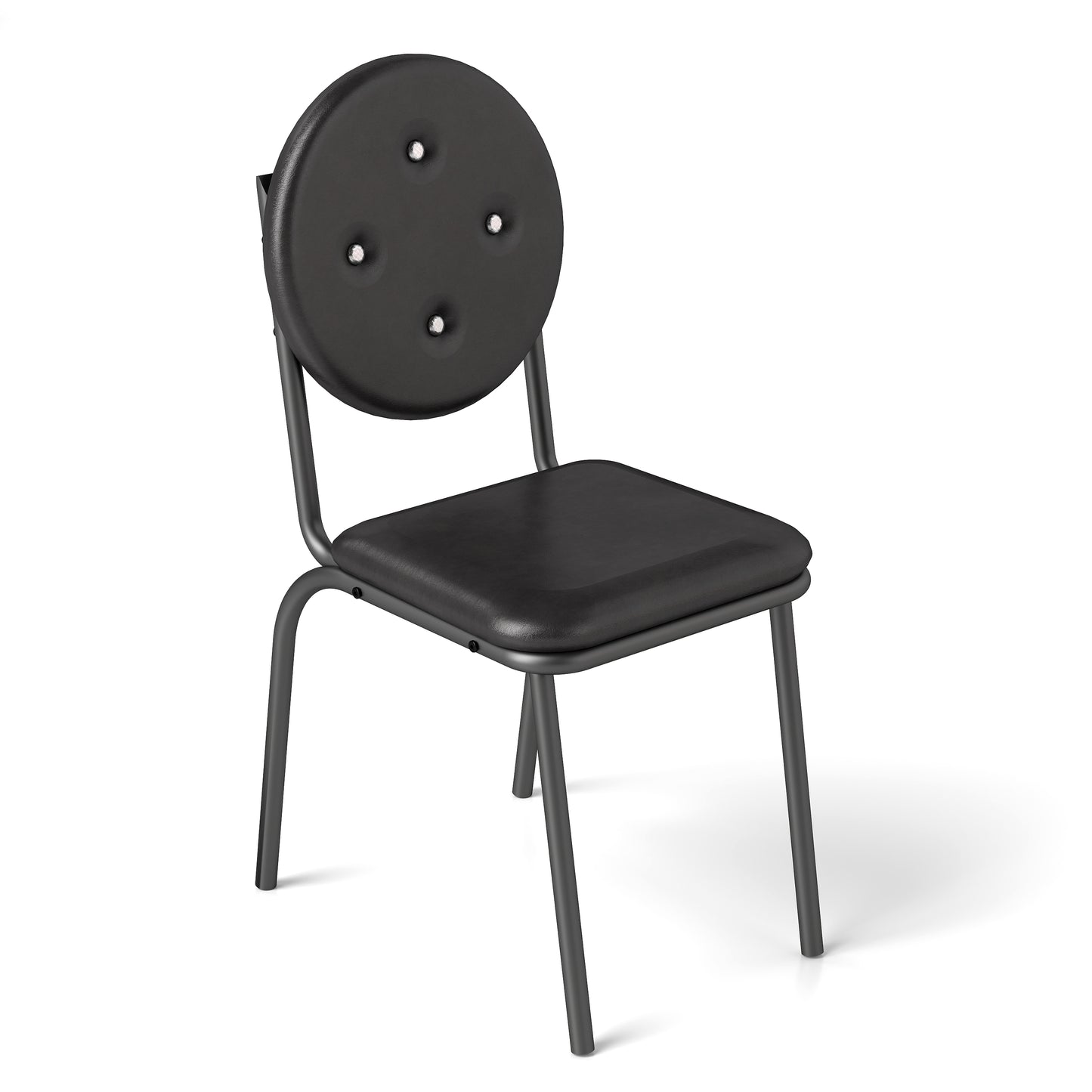 Black Metal Dining Chairs Set of 4 with Faux Leather Seats for Kitchen