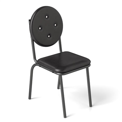 Black Metal Dining Chairs Set of 4 with Faux Leather Seats for Kitchen
