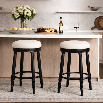 AGODY Bar Stools Set of 2 - 26" Black Swivel Bar Stools