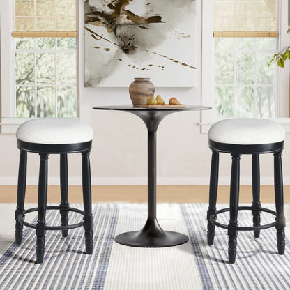 AGODY Bar Stools Set of 2 - 26" Black Swivel Bar Stools