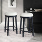 AGODY Bar Stools Set of 2, 26" Counter Height, 360° Swivel Wooden Barstool with Fabric Upholstered Seat, BLACK Finish, Stylish Accent for Kitchen, Dining, and Living Room