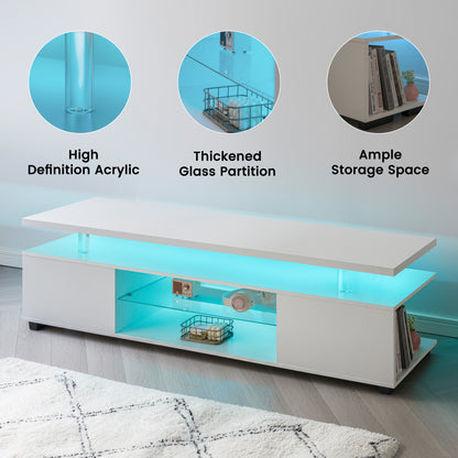 White Engineered Wood TV Console with Storage for Living Room