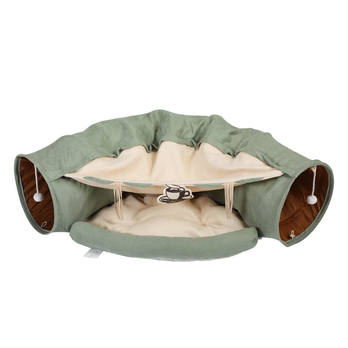 Bright Green Cat Tunnel Bed - Cozy & Collapsible Pet Nest