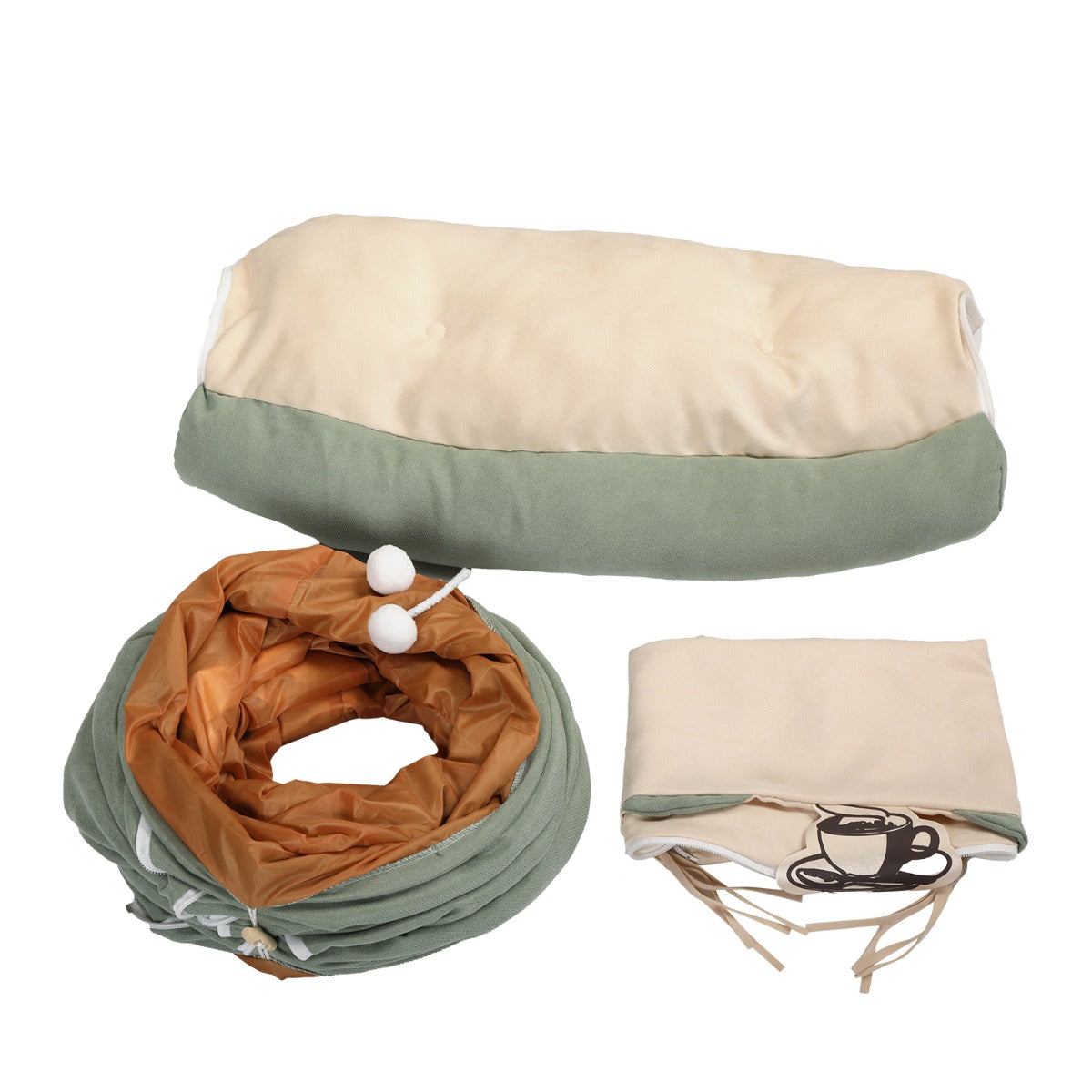 Bright Green Cat Tunnel Bed - Cozy & Collapsible Pet Nest