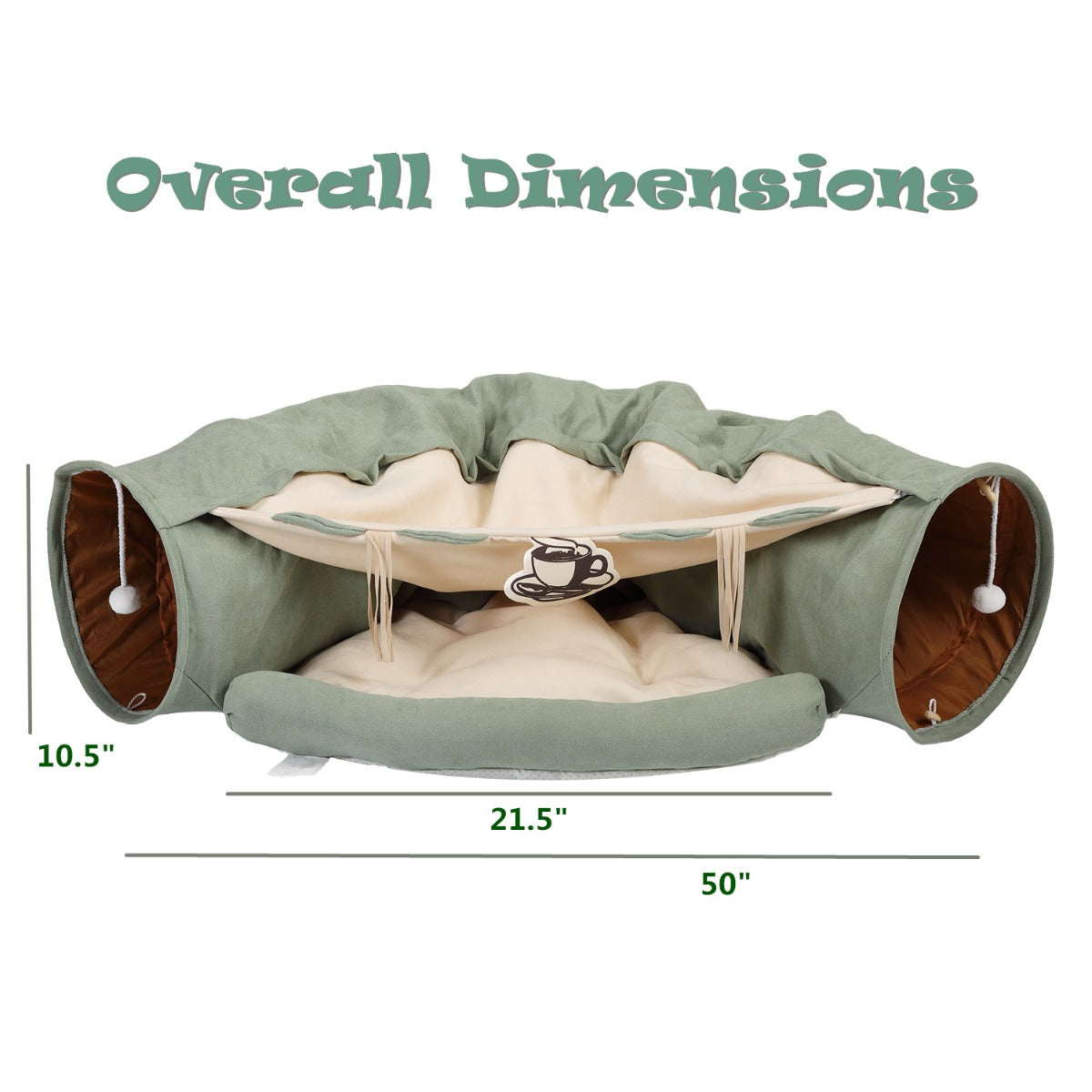 Bright Green Cat Tunnel Bed - Cozy & Collapsible Pet Nest