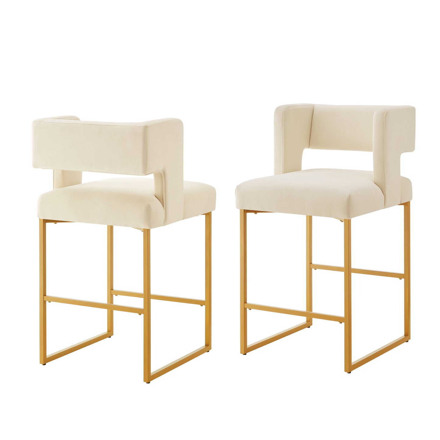 Cream Velvet Counter Height Bar Stools - Set of 2