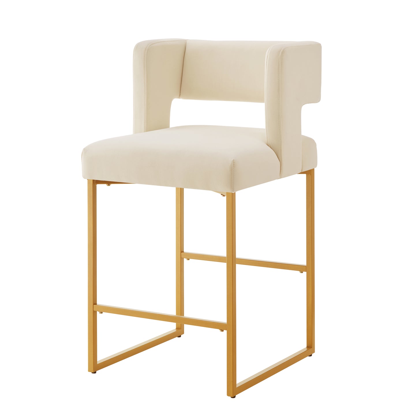 Cream Velvet Counter Height Bar Stools - Set of 2