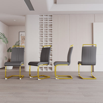 Modern Grey Dining Chairs - Set of 4 PU Faux Leather