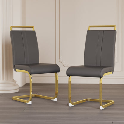 Modern Grey Dining Chairs - Set of 4 PU Faux Leather